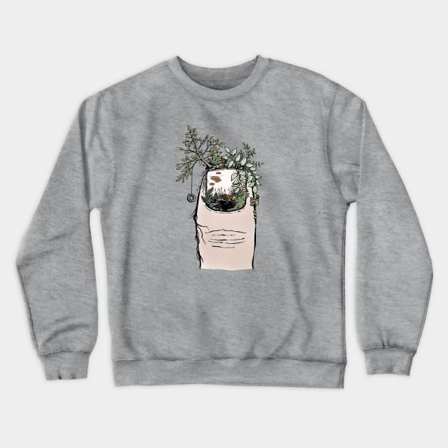 Green Thumb Surreal Garden Art for Plant and Nature Lovers Crewneck Sweatshirt by cottoncanvas